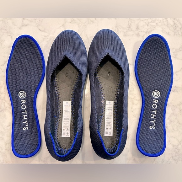 Rothy’s Maritime Navy Blue Soft Flexible Knit Slip On Flats Round Toe Sz 7.5 - Picture 2 of 6